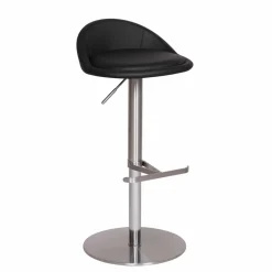 Schwarzer Barhocker Rissino mit Edelstahl-Gestell höhenverstellbar