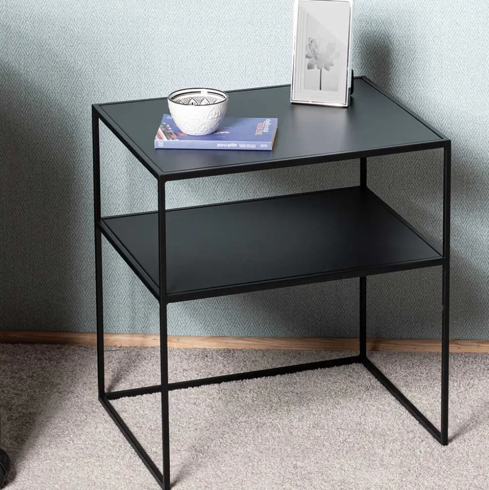 Schwarzer Beistelltisch mit Ablageboden - Jack