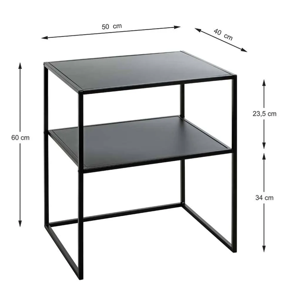 Schwarzer Beistelltisch mit Ablageboden - Jack