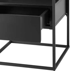 Schwarzer Beistelltisch mit Klarglas Platte - Troketta