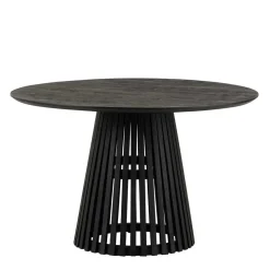 Schwarzer Design Säulentisch mit Schweizer Kante - Vamaica