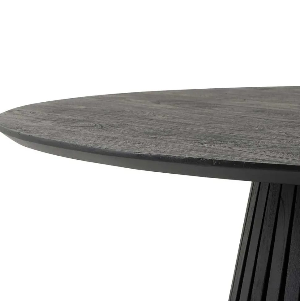 Schwarzer Design Säulentisch mit Schweizer Kante - Vamaica