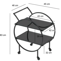 Schwarzer Design-Servierwagen aus Metall - Nucina
