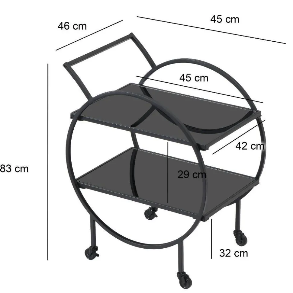 Schwarzer Design-Servierwagen aus Metall - Nucina