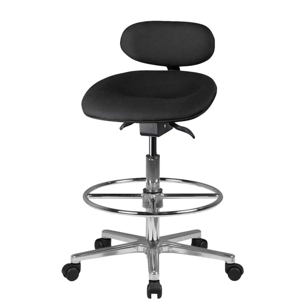 Schwarzer Drehhocker mit niedriger Rückenlehne - Zafyra