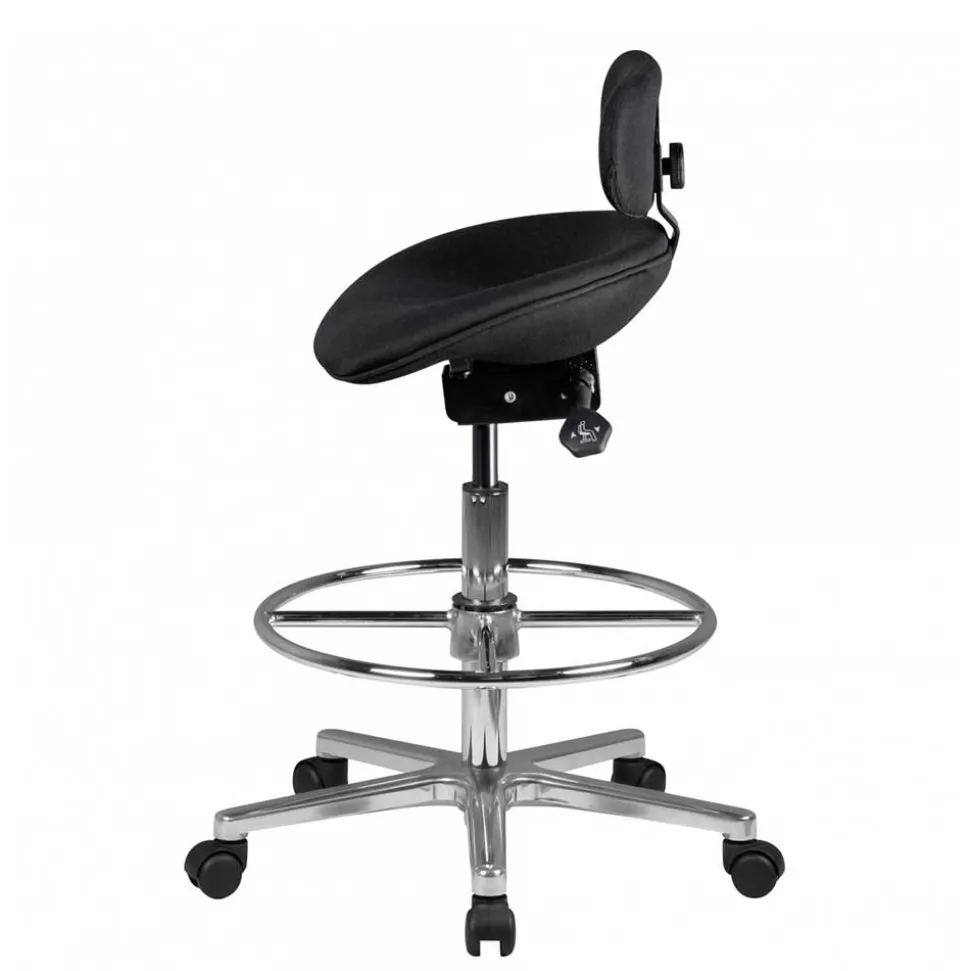 Schwarzer Drehhocker mit niedriger Rückenlehne - Zafyra