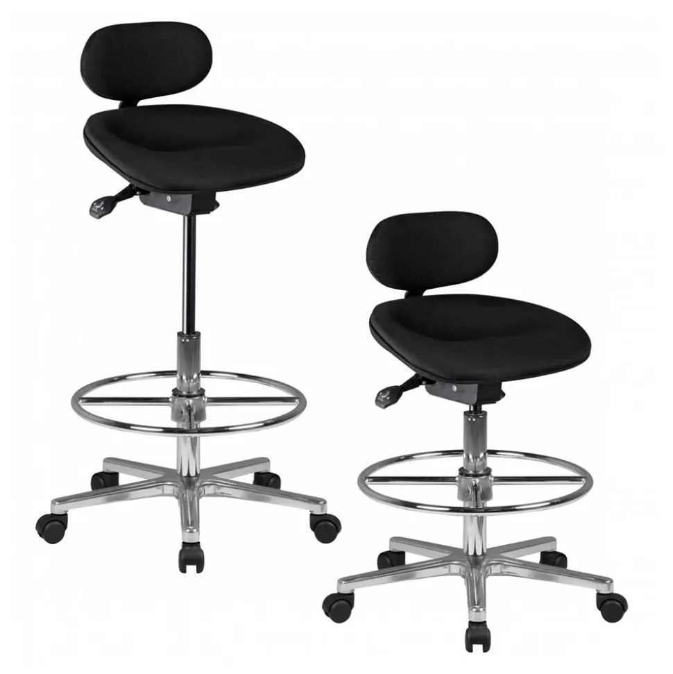 Schwarzer Drehhocker mit niedriger Rückenlehne - Zafyra