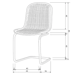 Schwarzer Freischwinger aus Kunstrattan - Babette (2er Set)