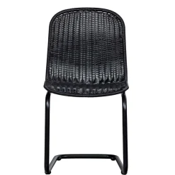 Schwarzer Freischwinger aus Kunstrattan - Babette (2er Set)