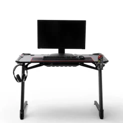 Schwarzer Gamer PC Tisch mit LED Beleuchtung - Frogs