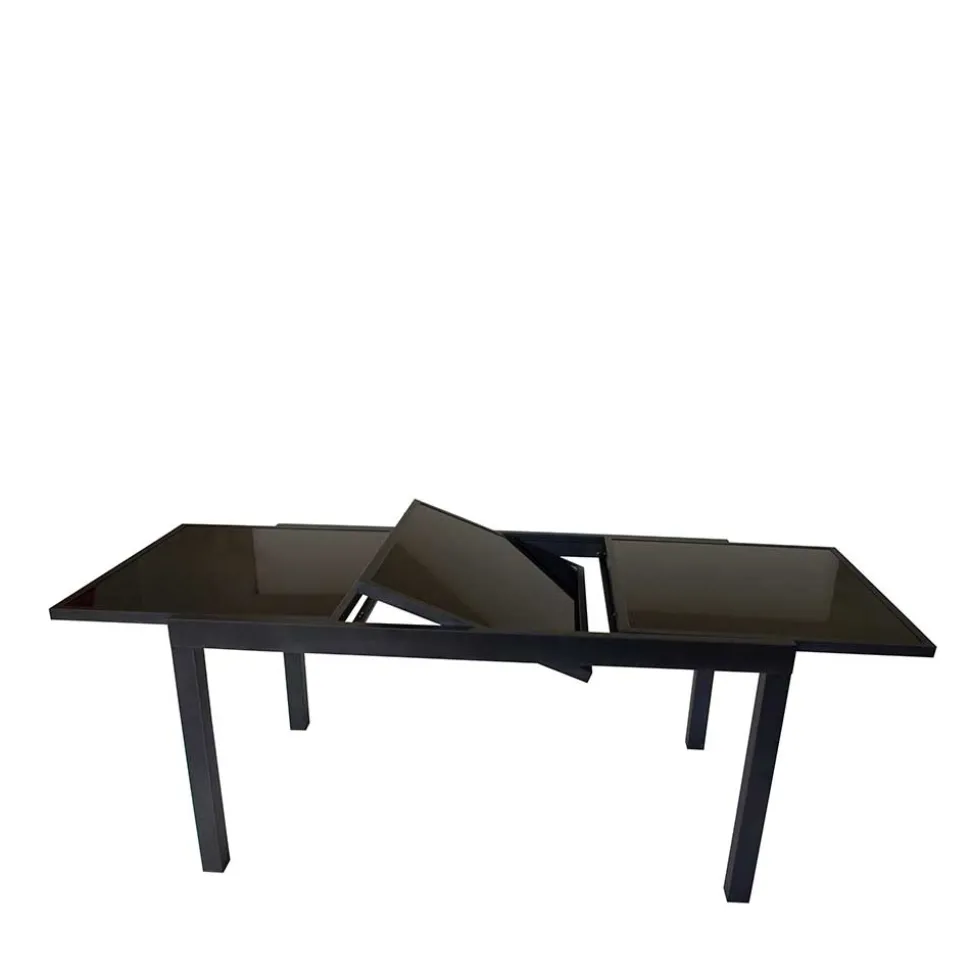 Schwarzer Gartentisch aus Aluminium & Glas - Chiano