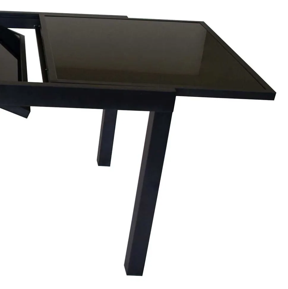 Schwarzer Gartentisch aus Aluminium & Glas - Chiano