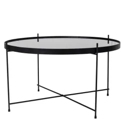 Schwarzer Glas Wohnzimmertisch in Rund 70 cm - Chroma