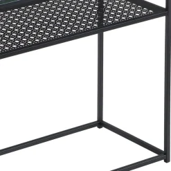 Schwarzer Konsolentisch mit Glasplatte - Panfreda