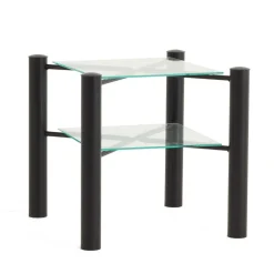 Schwarzer Metall Nachttisch Frisata mit zwei Glasplatten