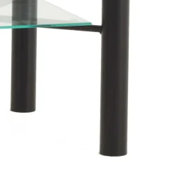 Schwarzer Metall Nachttisch Frisata mit zwei Glasplatten