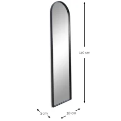 Schwarzer Metallspiegel oben gerundet - Dieus