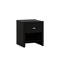 Schwarzer Nachttisch Magross mit Webstoff Bezug