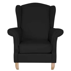 Schwarzer Ohrenbackensessel aus Kunstleder - Yannik