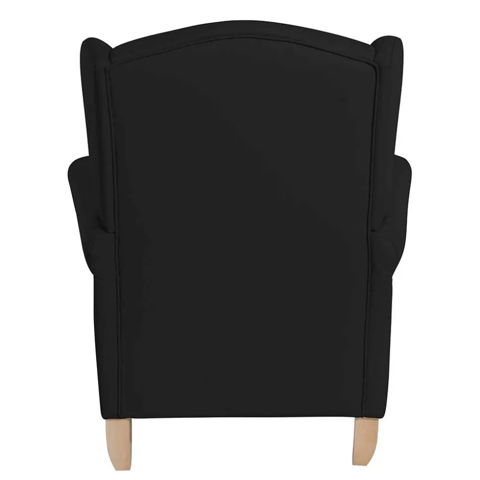 Schwarzer Ohrenbackensessel aus Kunstleder - Yannik