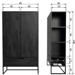 Schwarzer Schrank aus Holz & Metall - Almery