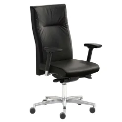 Schwarzer Schreibtischsessel mit Lederbezug - Heliawa