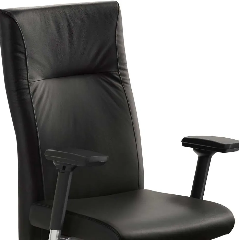 Schwarzer Schreibtischsessel mit Lederbezug - Heliawa