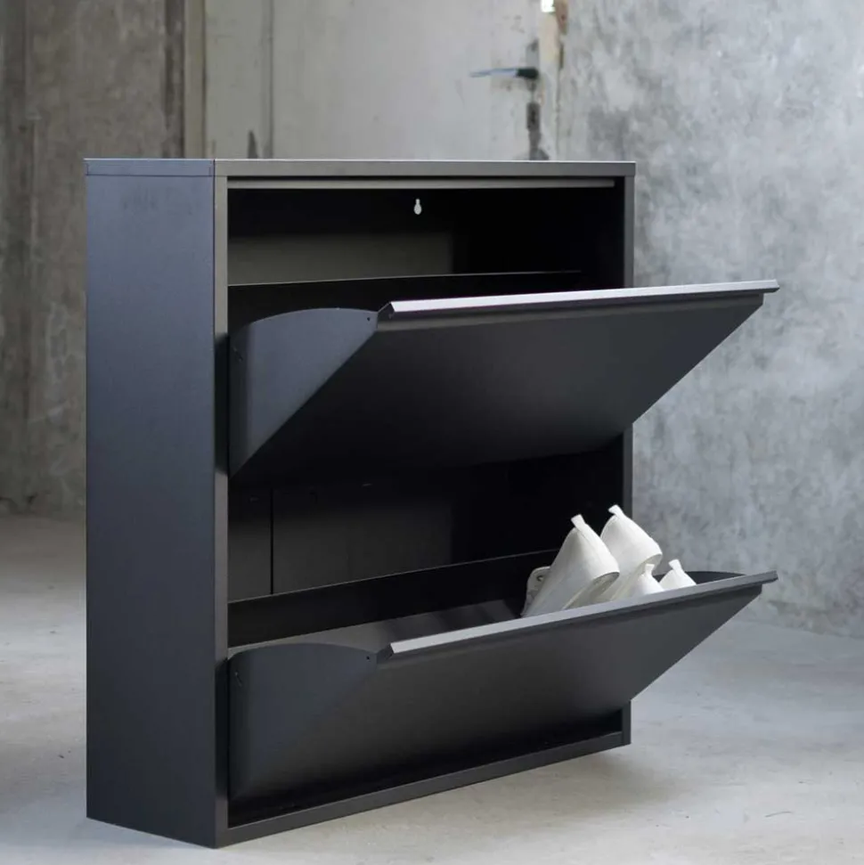 Schwarzer Schuhschrank aus Stahl - Silo
