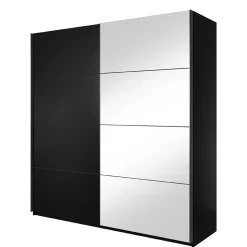 Schwarzer Schwebetürenschrank mit Spiegel - Excellenta