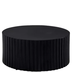 Schwarzer Sofatisch mit gerilltem Zylindergestell - Crocetta