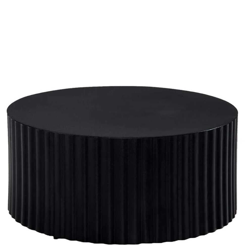 Schwarzer Sofatisch mit gerilltem Zylindergestell - Crocetta