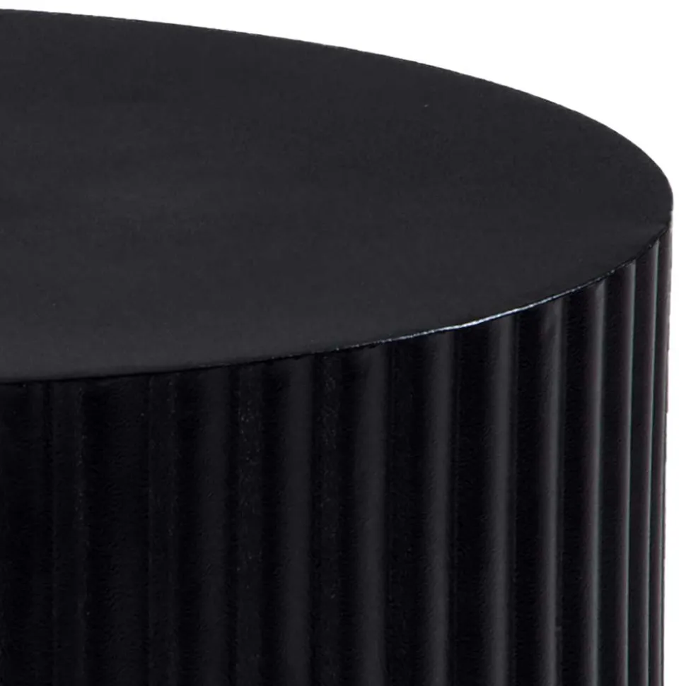 Schwarzer Sofatisch mit gerilltem Zylindergestell - Crocetta