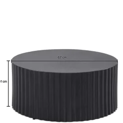 Schwarzer Sofatisch mit gerilltem Zylindergestell - Crocetta