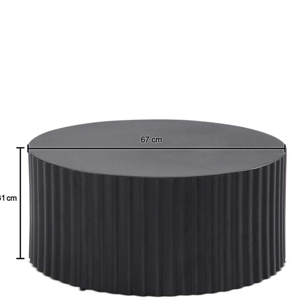 Schwarzer Sofatisch mit gerilltem Zylindergestell - Crocetta