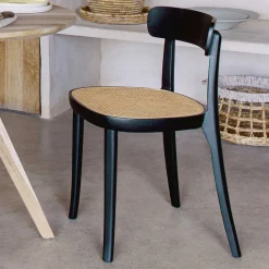 Schwarzer Stühle mit Rattan - Racer (2er Set)