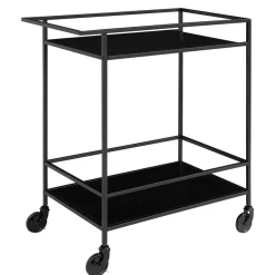 Schwarzer Teewagen auf Metallrollen - Kalinca