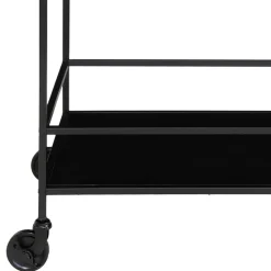 Schwarzer Teewagen auf Metallrollen - Kalinca