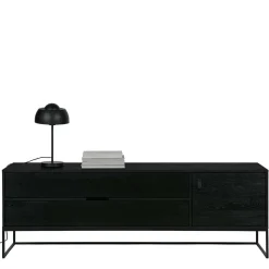 Schwarzer TV Unterschrank mit zwei Schubladen - Almery