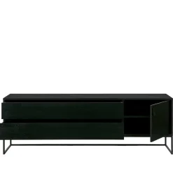 Schwarzer TV Unterschrank mit zwei Schubladen - Almery