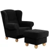 Schwarzer Velours Sessel mit Ohren - Bravassa