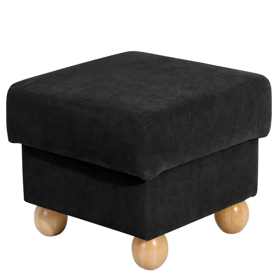 Schwarzer Velours Sessel mit Ohren - Bravassa