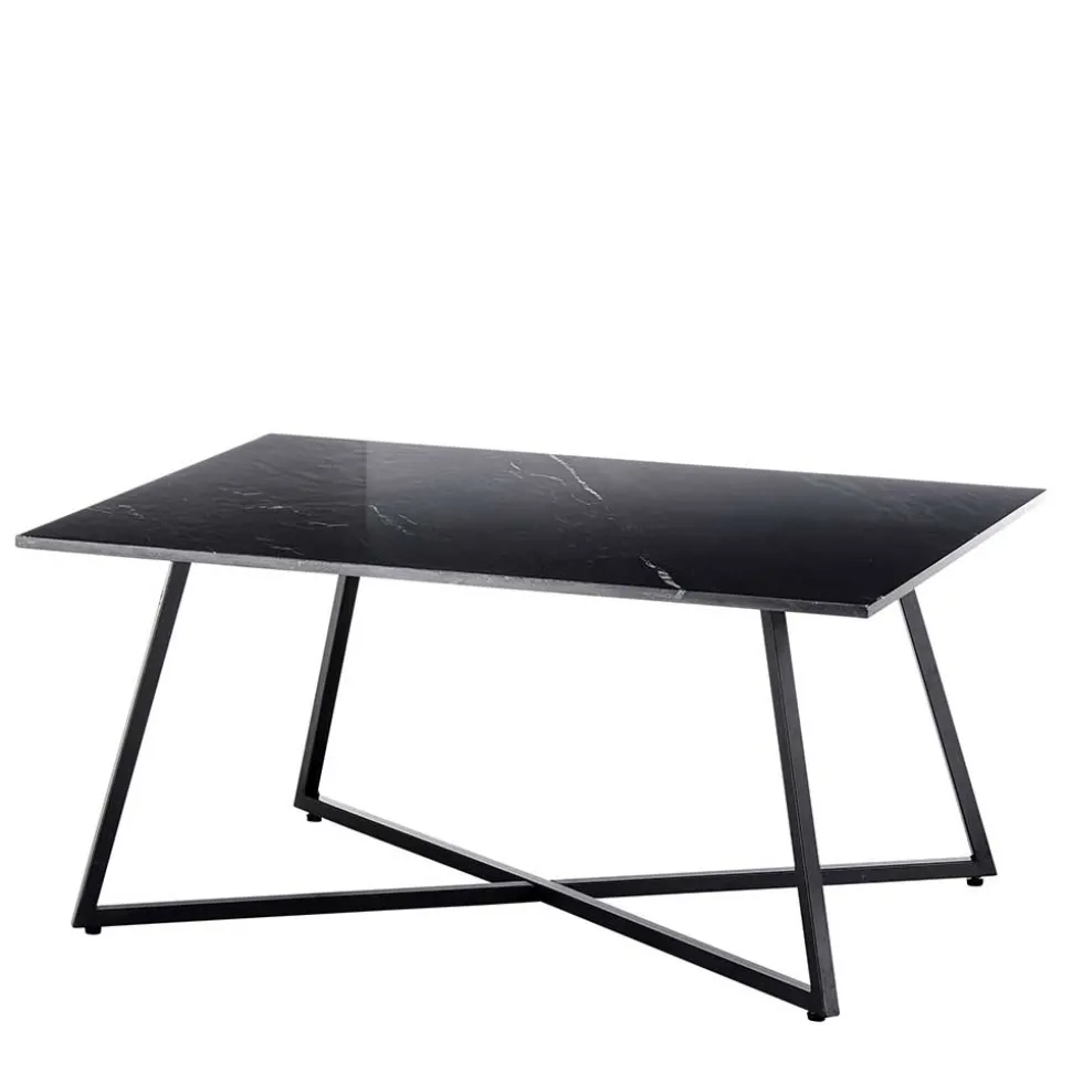 Schwarzer Wohnzimmer Sofatisch mit Marmorplatte - Anyala