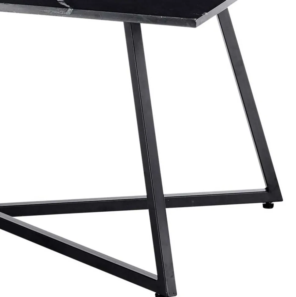 Schwarzer Wohnzimmer Sofatisch mit Marmorplatte - Anyala