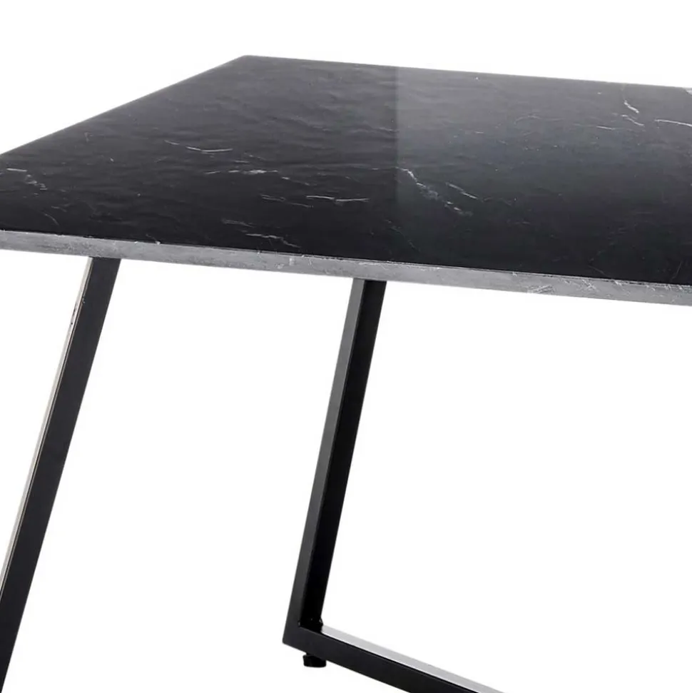 Schwarzer Wohnzimmer Sofatisch mit Marmorplatte - Anyala