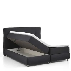 Schwarzes Boxspringbett mit Bettkasten - Luya
