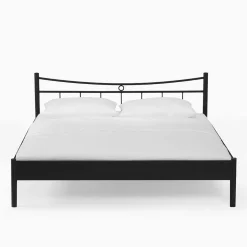 Schwarzes Einzelbett Bairika mit Nachttisch (zweiteilig)