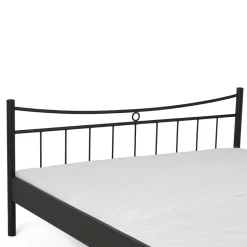 Schwarzes Einzelbett Bairika mit Nachttisch (zweiteilig)