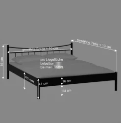 Schwarzes Einzelbett Bairika mit Nachttisch (zweiteilig)