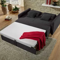 Schwarzes 2er Sofa mit Schlaffunktion - Laromain