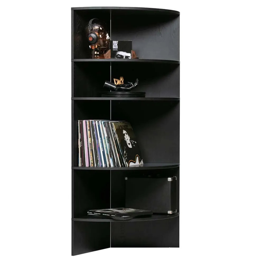 Schwarzes Holz Regal in Halbrund - Nircana